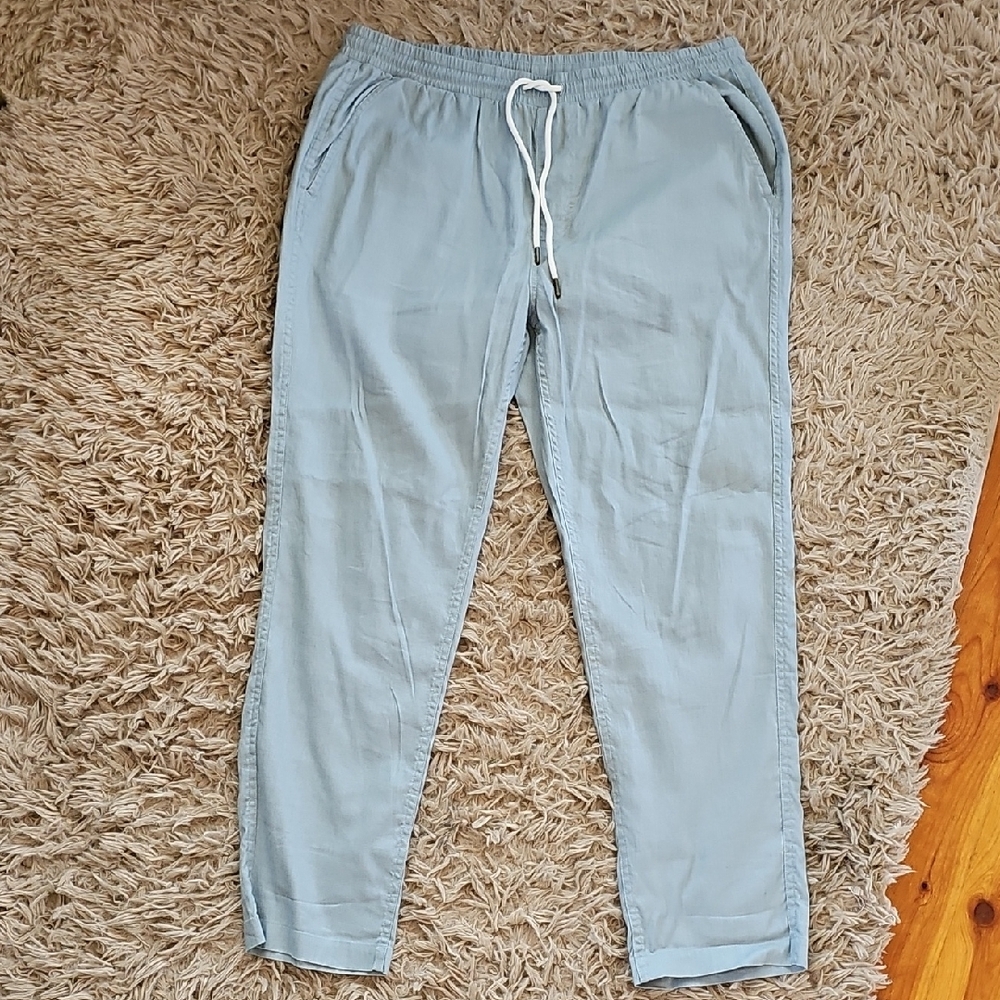 Dandy Del Mar Men's Light Blue Casual Linen Blend Pants